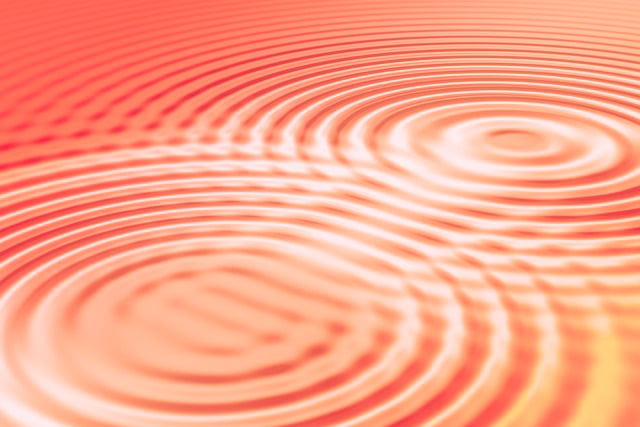 바이브레이터 설명을 위한, 진동을 표현하는 물의 파장